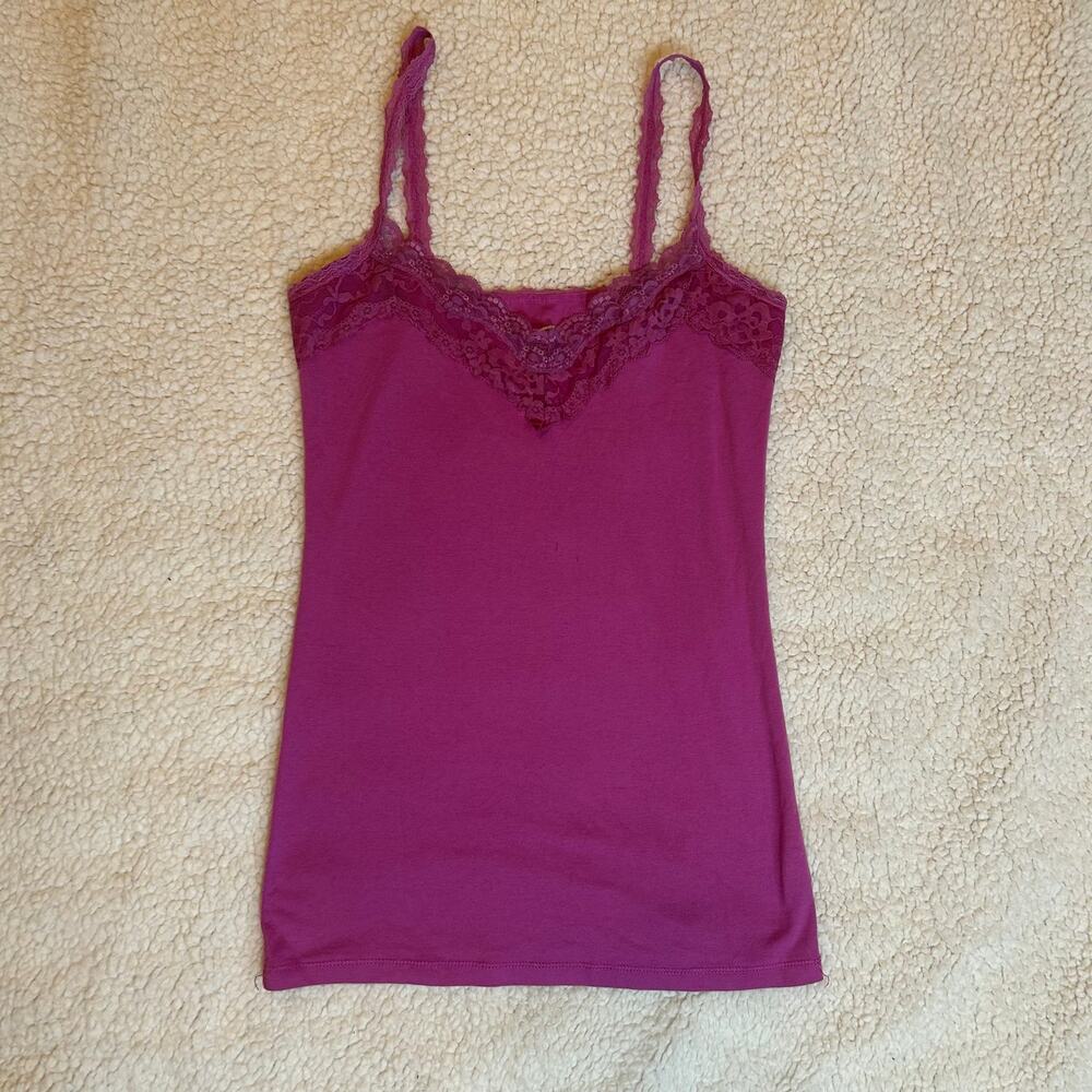 Rue21 Magenta Lace Trim Sweetheart Neck Long Y2K Fairycore Camisole Women L